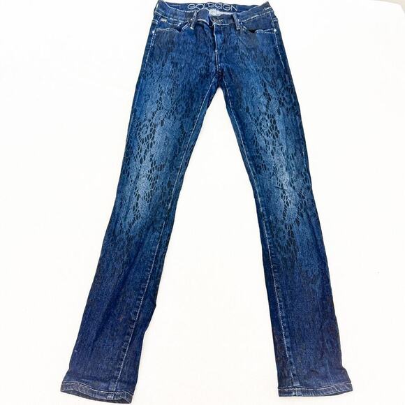 Goldsign Dark Wash Patterned Denim Jeans Skinny Style W3127d-818 Size 25 - Picture 2 of 11